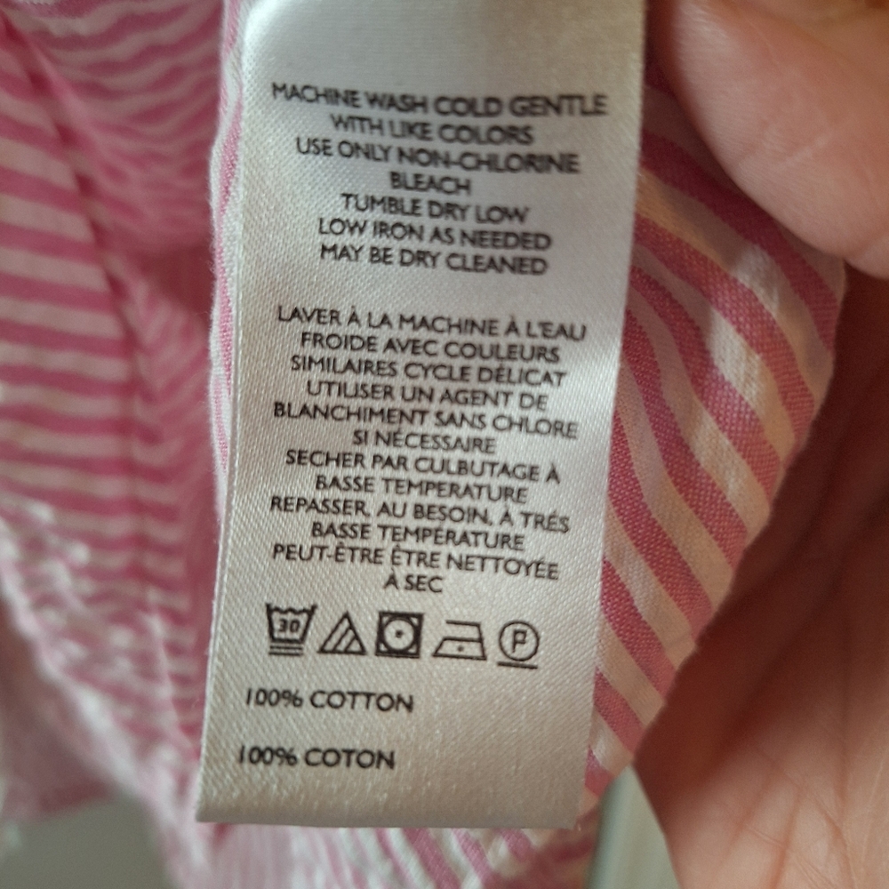 Free People Striped Pink Peasant Blouse with Tie Neck - Picture 3 of 4